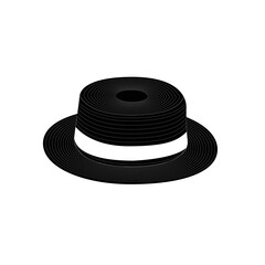 Straw Hat Silhouette. Black and White Icon Design Element on Isolated White Background