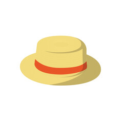 Straw Hat Flat Illustration. Clean Icon Design Element on Isolated White Background