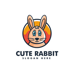 Vector Logo Illustration Rabbit Simple Mascot Style.