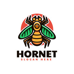 Vector Logo Illustration Hornet Simple Mascot Style.