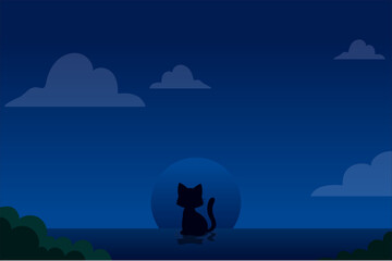 International Cat Day Background with Silhouette of Cat and Copy Space Area. Suitable to place on content with that theme.
