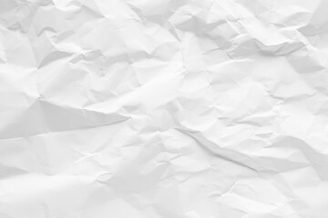 White crumpled paper texture background, clean white wrinkled paper, top view.