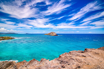 Makapuu Beach looking towards Waimanalo Bay on the Windward coast of Oahu, Hawaii.