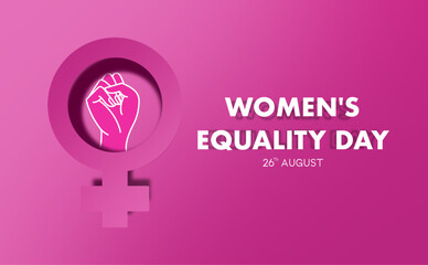 Women's Equality Day in United States. Female holiday, celebrated annually in August 26. Women right history month. Feminism concept. Poster, greeting card, banner and background. Vector illustration