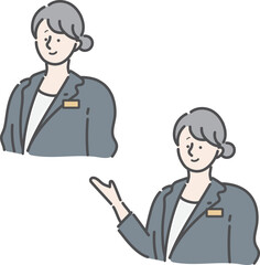 受付　案内係 　ポーズ別　女性　イラスト