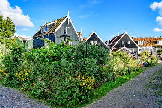 traditional houses on the island of Makren, netherlands