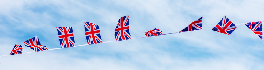 Street is decorated with Union Jack flags