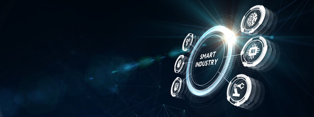 Smart industry 4.0 manufacturing technology concept. 3d illustration