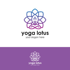 Abstract Yoga Logo design template. Lotus and human abstract.