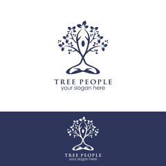 Obraz premium Abstract Yoga Logo design template. Lotus and human abstract.