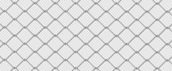Metal fence mesh, pattern of steel wire grid isolated on transparent background. Vector realistic background with 3d aluminum grate for jail enclosure, safety barrier, cage
