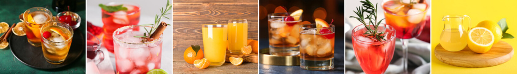 Collage with many different drinks