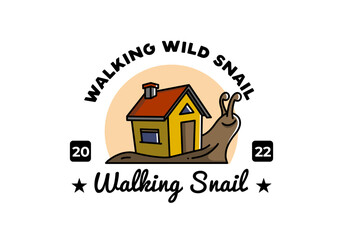 Walking snail and house illustration design