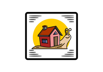 Walking snail and house illustration design