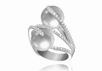 Wedding ring with diamond. Sign of love. Fashion jewelry .3D rendering