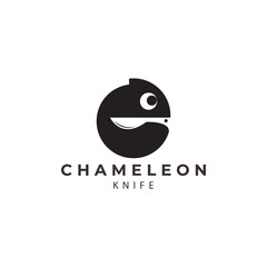 chameleon and knife logo design vector icon illustration © Reza28 studios.