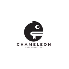 chameleon logo with book vector icon symbol illustration design