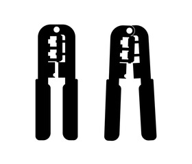 Crimp tool rj45 and rj11 silhouette black color isolated design. Crimping tool. Crimp plier.Computer Network tool.Networking tools