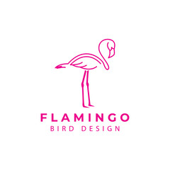 flamingo bird with logo line style for beauty brand vector icon symbol illustration design
