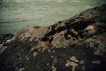 Texture of rocky terrain, beautiful patterns of stones on the ground