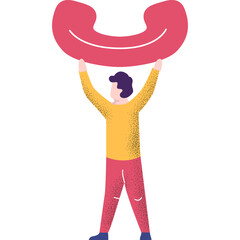 Man with phone handset vector icon isolated