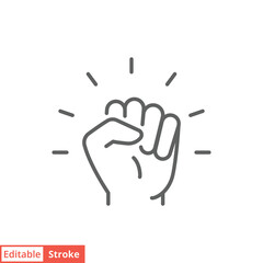 Obraz premium Empowerment icon. Simple outline style. Hand fist, empower, strength, courage, strong, power concept. Thin line vector illustration isolated on white background. Editable stroke EPS 10.