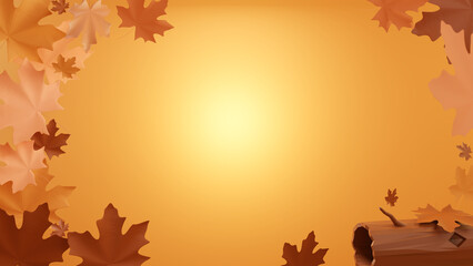 Autumn advertising background. Autumn leaves on plain background for advertising. - obrazy, fototapety, plakaty