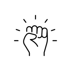 Empowerment icon. Simple outline style. Hand fist, empower, strength, courage, strong, power concept. Thin line vector illustration isolated on white background. EPS 10.