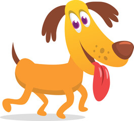 Cute cartoon  funny dog. Vector illustration