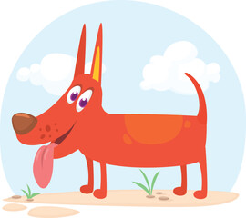 Cute cartoon  funny dog. Vector illustration