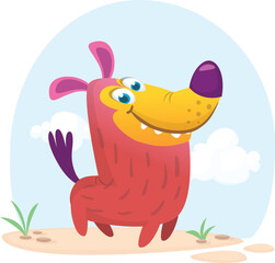Cute cartoon  funny dog. Vector illustration