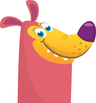 Cute cartoon  funny dog. Vector illustration