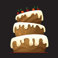 Happy Birthday Cake with Chocolate. Vector illustration on white background