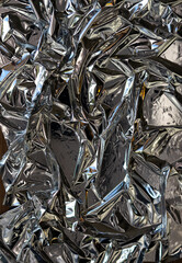 Blank glued aluminum foil texture for background and wallpaper. Crumpled abstract texture surface...