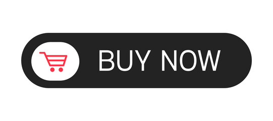 Black button with text buy now isolated on white background. Vector illustration.