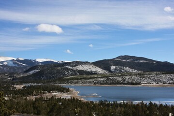 Mountain and lake landscape view