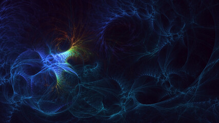 Naklejka premium 3D rendering abstract multicolor technology fractal light background