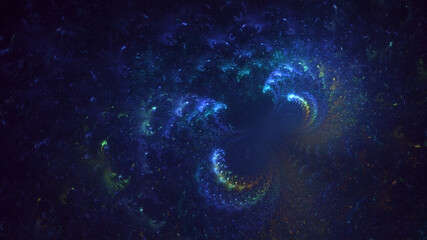 Obraz na płótnie Canvas 3D rendering abstract multicolor technology fractal light background