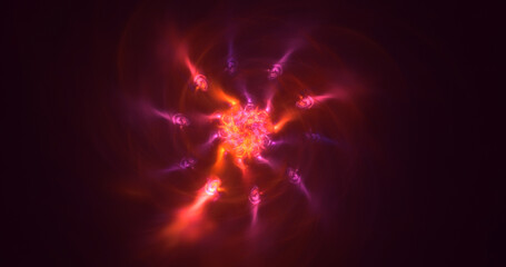 3D rendering abstract multicolor technology fractal light background