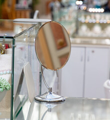 Fototapeta na wymiar Small mirror in a jewelry store