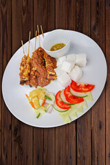 INDONESIAN TRADITIONAL FOOD CHICKEN SATAY WITH PEANUT SAUCE