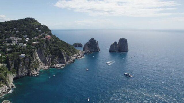 Breathtaking Coastline Cliffs by Faraglioni on Island of Capri, Italy