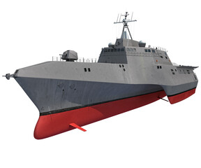 Combat military warship 3D rendering on white background © 3D Horse
