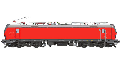 Obraz premium Locomotive Train 3D rendering side view on white background