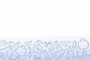 light background by hand back to school with a portfolio of watches and school supplies