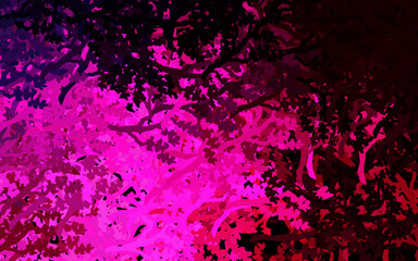 Dark Pink vector elegant pattern with leaves, branches.