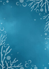 Fototapeta na wymiar Coral reef and bubble under the sea frame vector for decoration on marine life and summer holiday.