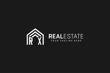 Letter RX house roof shape logo, creative real estate monogram logo style - obrazy, fototapety, plakaty
