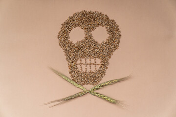 A skull made of wheat. Hunger. The food crisis. The global crisis. Consequences of the war. The problem with wheat from Ukraine.
