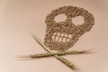 A skull made of wheat. Hunger. The food crisis. The global crisis. Consequences of the war. The problem with wheat from Ukraine.